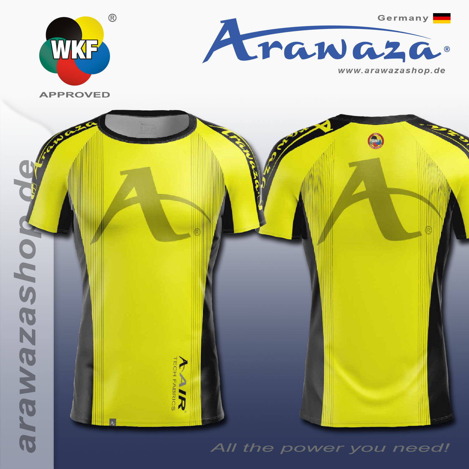 ARAWAZA DRY-TECH SPORTS TEE SHIRT YELLOW/GRAY