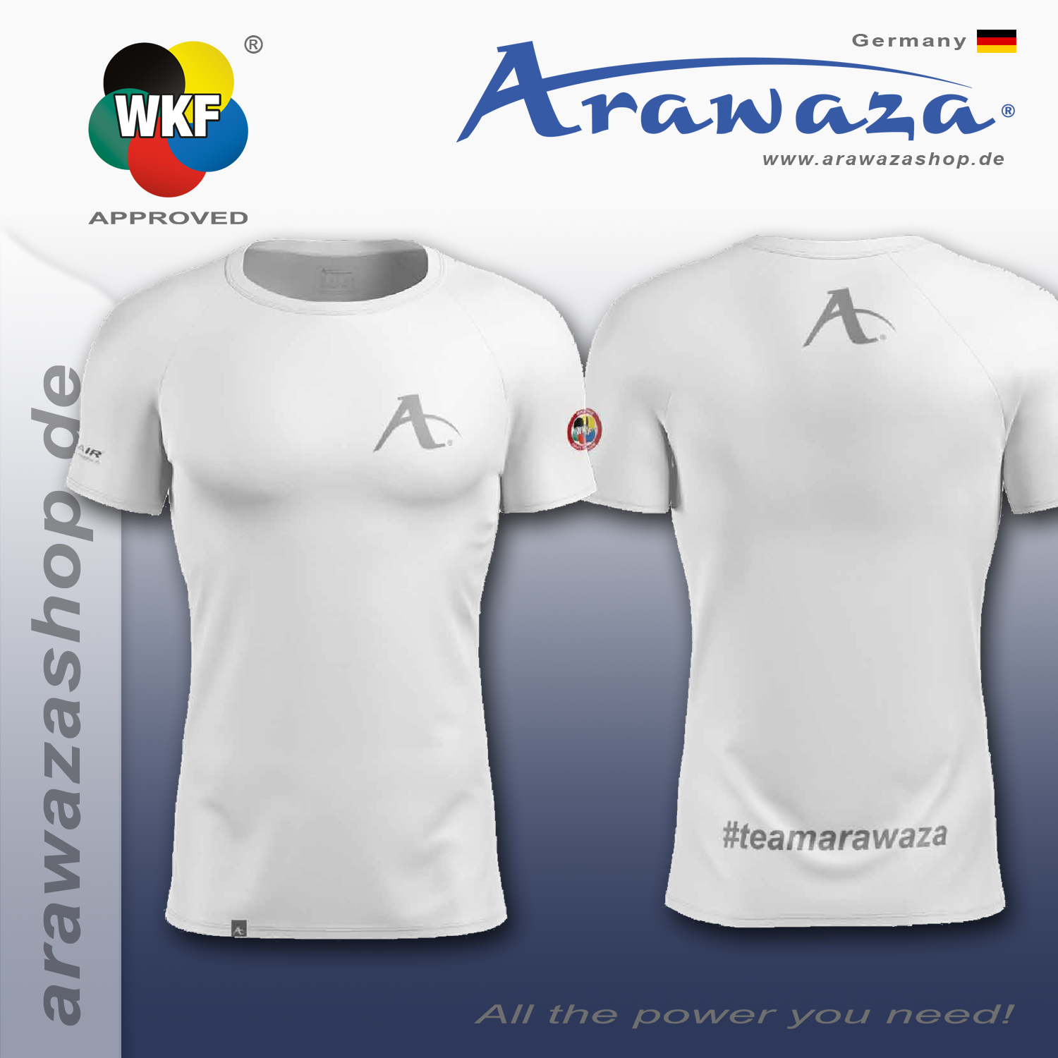 ARAWAZA DRY-TECH SPORTS TEE SHIRT RED/BLUE/BLACK/ORANGE/WHITE