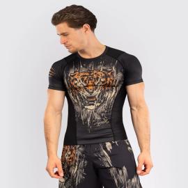 Venum Tiger Men's Short Sleeve Rashguard - Black/Neon Orange