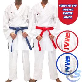SMAI WKF PRO FIGHTER GI - BLUE/RED JACKET + PANTS