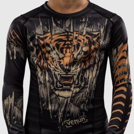 Venum Tiger Kids Long Sleeve Rashguard - Black/Neon Orange