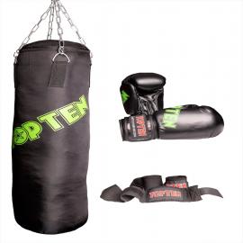 TOPTEN BOXING BAG CANVAS 100CM FILLED BLK/GREEN